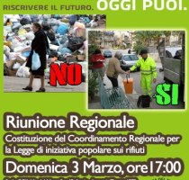 Campagna Legge Rifiuti Zero. Riunione Regionale Domenica 3 Marzo